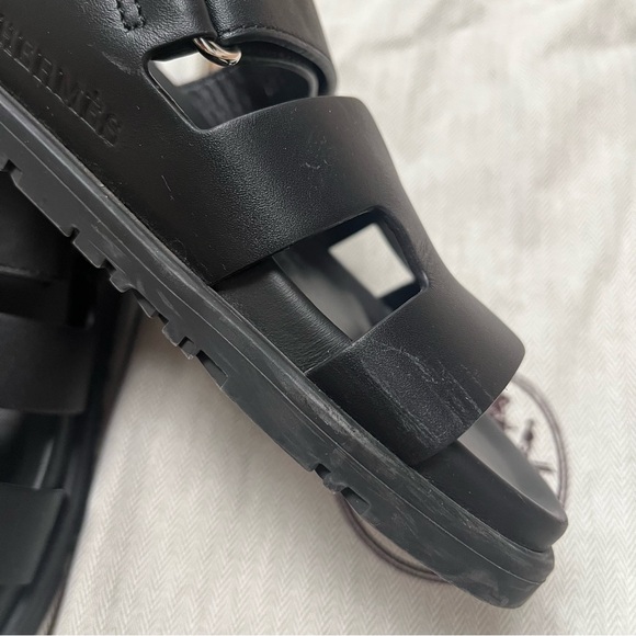 HERMES Chypre Leather Mules in black 35 - Picture 3 of 9